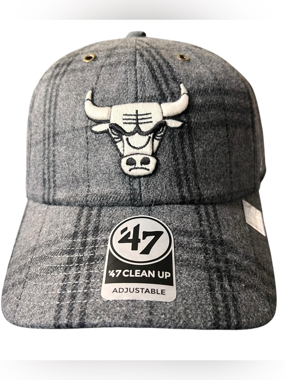 47 Brand Chicago Bulls Clean Up Wool Blend Plaid Adjustable Hat OSFA NWT